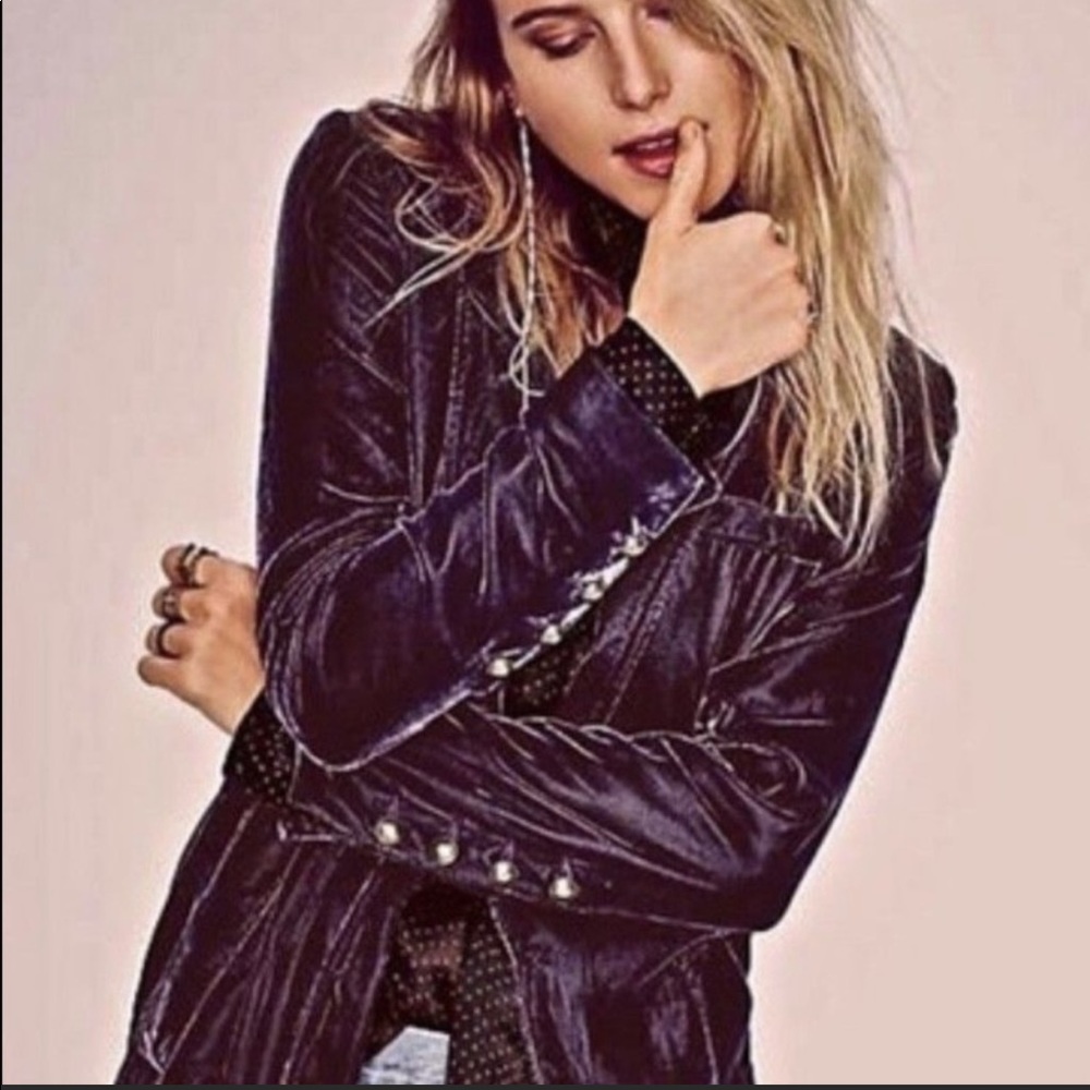 Free People Yesterday’s Muse purple velvet blazer